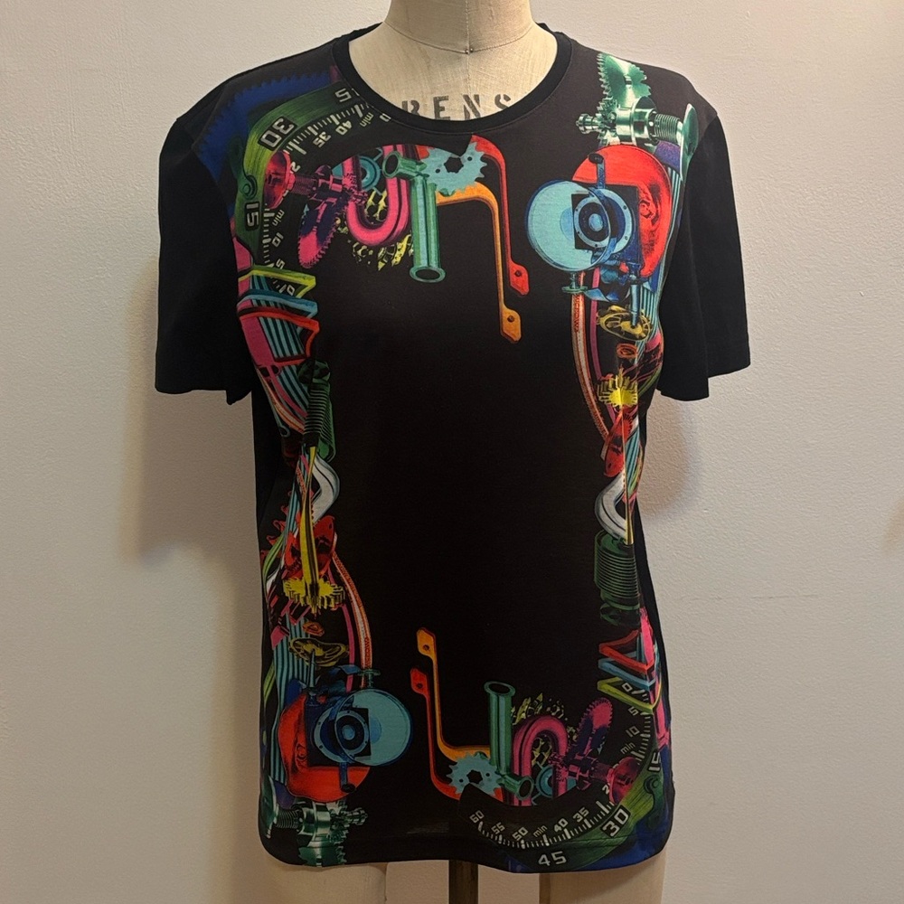 Juun.J Black Multicolor Graphic Tee